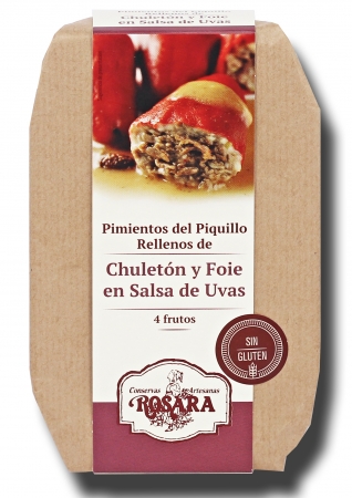 Pimientos del Piquillo Rellenos de Chuletón y Foie en Salsa de Uvas 250 g